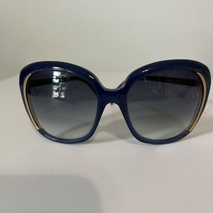 Rare Alexander McQueen| Vintage| Navy Blue Gold Trimmed Sunglasses